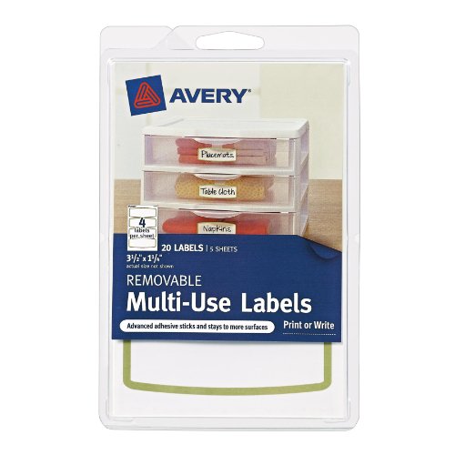 【中古】【未使用・未開封品】Avery 41449 取り外し可能な多目的ラベル グリーンボーダー 3.5 x 1.25インチ 20枚パック