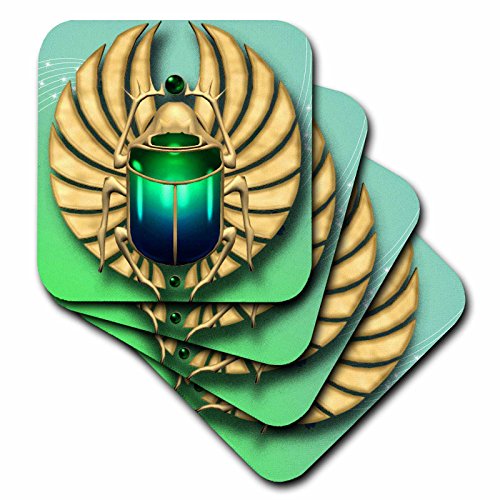 【中古】【未使用・未開封品】(set-of-4-Soft) - 3dRose cst_108169_1 Egyptian Scarab in Beautiful Colours-Soft Coasters, Set of 4