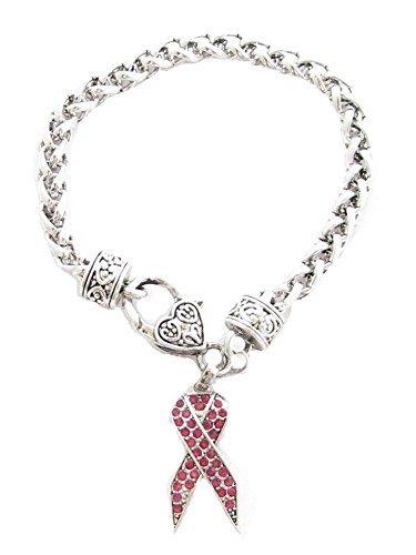 【中古】【未当て嵌める・未開封品】Breast Cancer Awarenessリボンピンククリスタルファッションブレスレットジュエリー