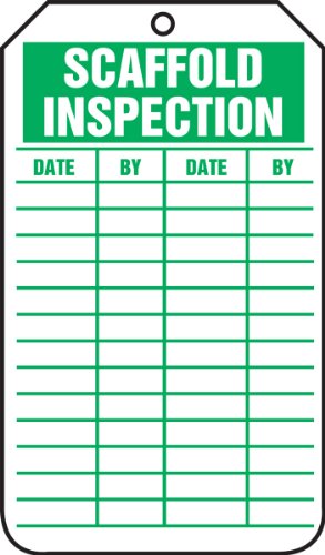 【中古】【未使用・未開封品】Accuform Signs TRS317CTP Scaffold Status Tag, Legend SCAFFOLD INSPECTION, 5.75 Length x 3.25 Width x 0.010 Thickness, PF-Cardstock, Gre