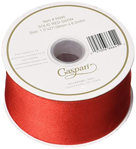 【中古】【未使用・未開封品】Caspari 無地サテンワイヤーリボン 27フィートスプール 27 Feet レッド R695|AJIMURA-SHOP