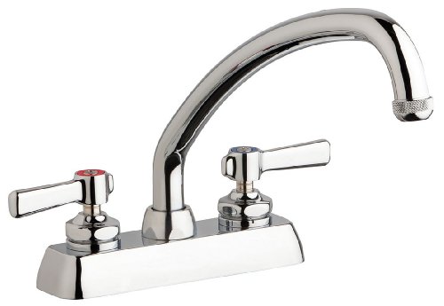 【中古】【未使用・未開封品】Chicago Faucet W4D-L9E1-369AB デッキマウントワークボード蛇口 9-1/2インチのスイング注ぎ口付き 4インチ