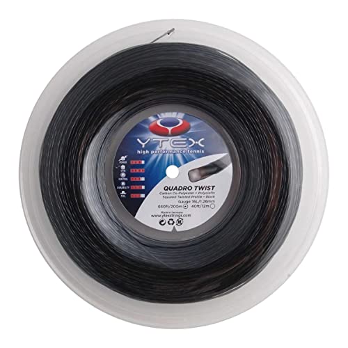 【中古】【未使用・未開封品】YTEX(ワイテックス) クワドロツイスト 1.26mm 200Mロール 硬式テニス ポリエステルガット (19y6m) / ブラック /|AJIMURA-SHOP