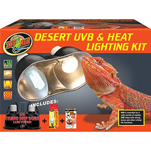 【中古】【未使用・未開封品】Zoo Med Desert UVB & Heat Lighting Kit Mini Combo Deep Dome Dual Lamp Fixture