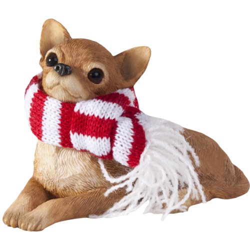 【中古】【未使用・未開封品】Sandicast Lying Tan Chihuahua with Red and White Scarf Christmas Ornament by Sandicast [並行輸入品]
