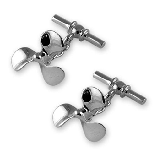 【中古】【未当てはめる・未開封品】Baxters Jewellers スターリングしろがね色 小舟 推進機 カフスリンク