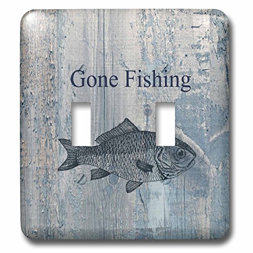 【中古】【未当て嵌める・未開封品】3drose LSP _ 123416?_ 2?Gone Fishing白いことWash Wood Lookビーチテーマアートライトスイッチカバー