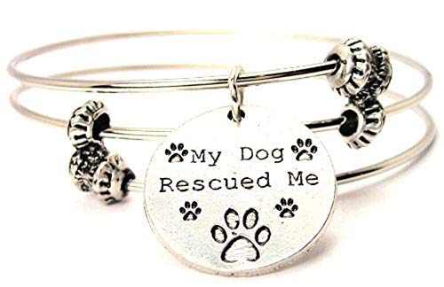 【中古】【未使用・未開封品】ChubbyChicoCharms私の犬Rescued Me Expandable Wire Tripleスタイルバングルブレスレット、2.5?\