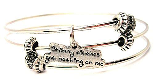 【中古】【未使用・未開封品】ChubbyChicoCharms Skinny Bitches Got Nothing On Me Expandable Wire Tripleスタイルバングルブレスレット、2.5?\