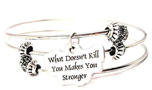 【中古】【未使用・未開封品】ChubbyChicoCharms WhatないKill You Makes You Stronger Expandable Wire Tripleスタイルバングルブレスレット、2.5?"|AJIMURA-SHOP