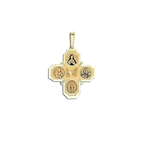 【中古】【未使用・未開封品】PicturesOnGold.com 4方向宗教メダル - 1インチ x 1インチ - ソリッド14Kイエローゴールド