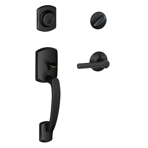 【中古】【未使用・未開封品】Schlage グリニッジ シングルシリンダーハンドルセットとブロードウェイレバー、エイジドブロンズ(F60 GRW 716 BRW)|AJIMURA-SHOP