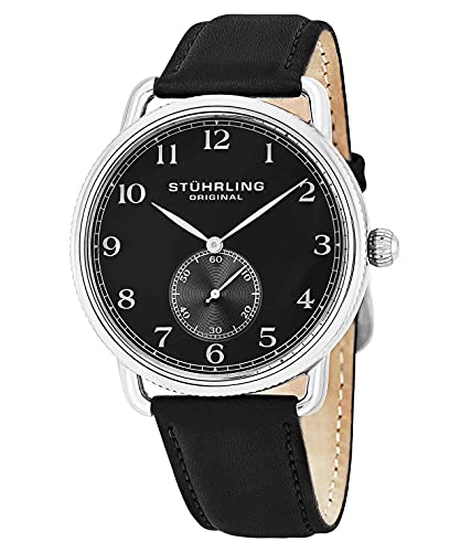 【中古】【未使用・未開封品】Stuhrlingオリジナルメンズ207.02クラシックキュベットスイスクォーツブラックレザーストラップウォッチ｜AJIMURA-SHOP