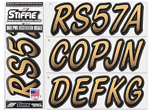 【中古】【未当て嵌める・未開封品】STIFFIE Whipline タン/黒いこと 3in 英数字 書きとどめる噛み分ける電話番号ステッカー 猪牙 人間用水上自動二輪車用