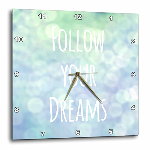 【中古】【未使用・未開封品】3dRose DPP_151349_3 Follow Your Dreams ブループリティ マジカル ボケ ターコイズ ティール モチベーションを上げるメッセージ壁掛け時計 15 x
