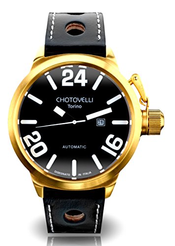 【中古】【未当て嵌める・未開封品】chotovelli メンズ イタリアンネイビー 自動小銃一巻きウオッチ サファイア黒いこと レーシングストラップ, 7900.5, X-Large, 飛行士