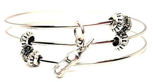 【中古】【未使用・未開封品】ChubbyChicoCharmsボトルwith Straw in It Expandable Wire Tripleスタイルバングルブレスレット、2.5?\