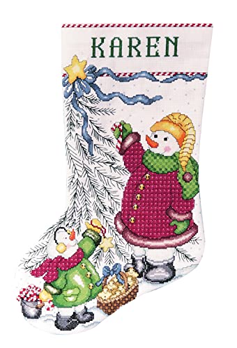 【中古】【未使用・未開封品】トリミング ストッキング カウント クロスステッチ キット 17 ツリー雪だるま"長い 14 カウント｜AJIMURA-SHOP