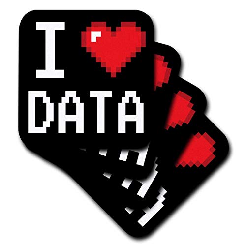 【中古】【未使用・未開封品】(set-of-4-Soft) - 3dRose Geeky Old School Pixelated Pixels 8-Bit I Heart I Love Data Soft Coasters (Set of 4)画像
