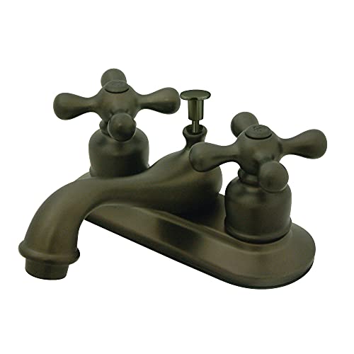 【中古】【未使用・未開封品】Kingston Brass GKB605AX 修復ティーポット 4インチ センターセット 洗面所蛇口 小売店ポップアップ付き オイル磨きブロンズ｜AJIMURA-SHOP