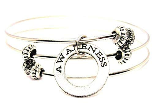 【中古】【未使用・未開封品】ChubbyChicoCharms Awareness Open円Expandable Wire Tripleスタイルバングルブレスレット、2.5?\