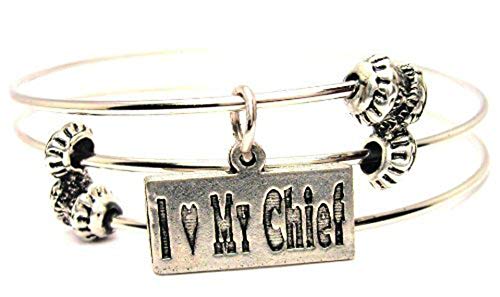 【中古】【未使用・未開封品】ChubbyChicoCharms I Love My Chief Expandable Wire Tripleスタイルバングルブレスレット、2.5?\
