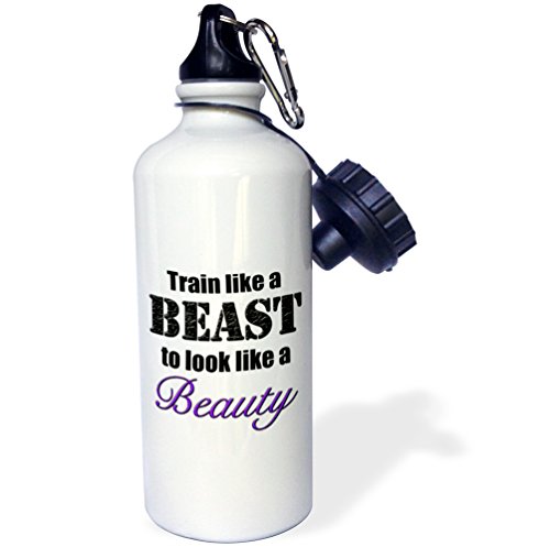 【中古】【未当て嵌める・未開封品】3dRose wb_149818_1 Train Like a Beast To Look Like a Beauty, Purple, Sports Water Bottle, 21 薬局衡オンス, White by 3dRose [並行輸入品]