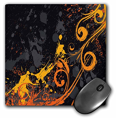 【中古】【未使用・未開封品】Anne Marie Baugh Flourishes - Orange Flourish Against A Yellow and Black Splatter Background - Mouse Pads