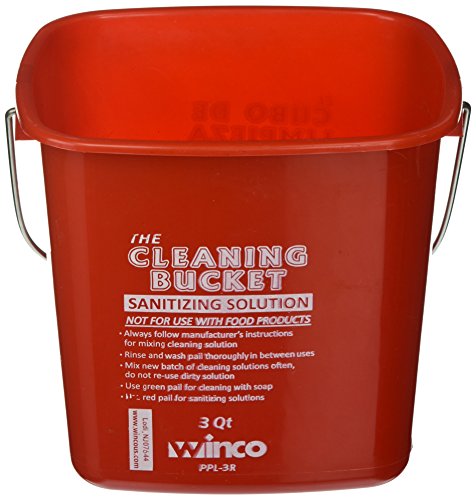 【中古】【未使用・未開封品】Winco PPL-3R Cleaning Bucket, 3-Quart, Red Sanitizing Solution by Winco