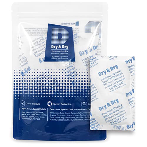 【中古】【未使用・未開封品】Dry & Dry 100グラム [2パック] プレミアム ピュア & 安全 シリカゲルパック 乾燥剤パック シリカパケット - 充電式シリカパケット 水分吸収剤