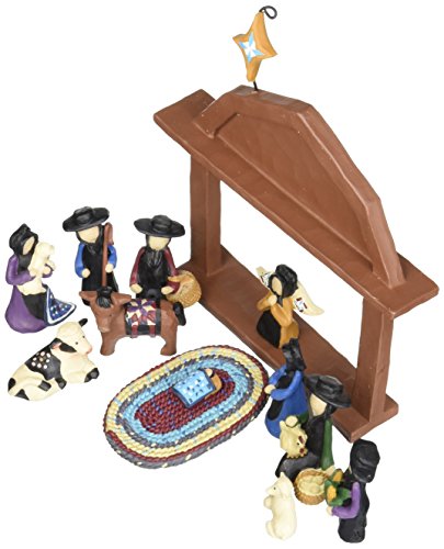 【中古】【未使用・未開封品】BlossomバケットアーミッシュNativityクリスマス装飾( 13?)のセット、6???1?/ 2?by 7???1?/ 2?\