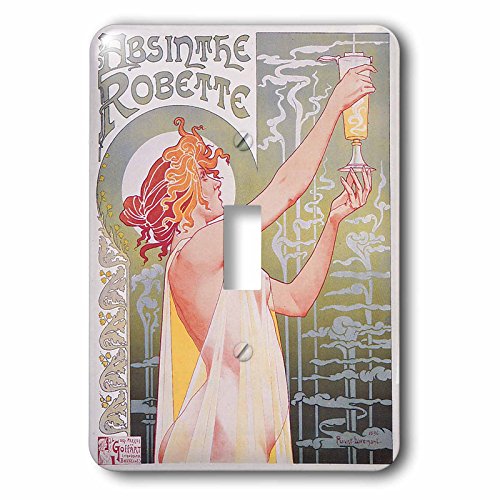 【中古】【未使用・未開封品】3drose LSP 149289?_ 1?Vintage Absinthe Robetteフランスワイン広告ポスターライトスイッチカバー