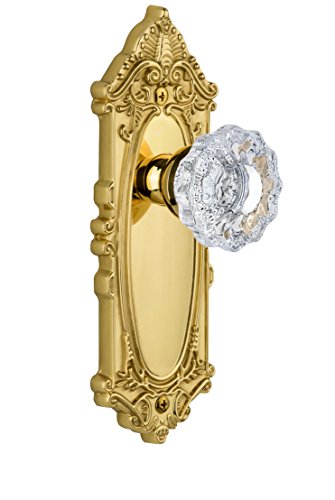 【中古】【未使用・未開封品】Grandeur Grande Victorianプレートwith Versaillesクリスタルノブ、プライバシー???2.375インチ、生涯真鍮