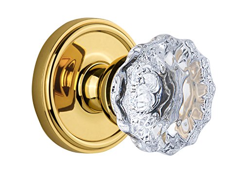 【中古】【未使用・未開封品】Grandeur Georgetown Rosette with Fontainebleauクリスタルノブ、Passage???2.375インチ、生涯真鍮|AJIMURA-SHOP
