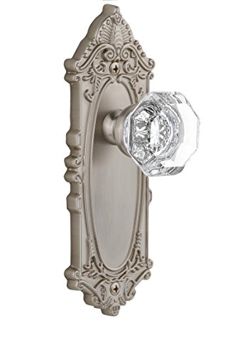 【中古】【未使用・未開封品】Grandeur Grande Victorianプレートwithシャンボールクリスタルノブ、プライバシー???2.375インチ、サテンニッケル