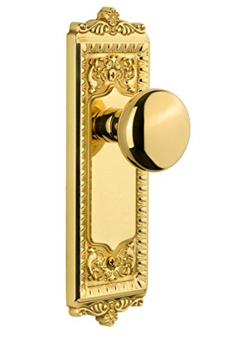 【中古】【未使用・未開封品】Grandeurウィンザープレートwith Fifth Avenueノブ、プライバシー???2.375インチ、Polished Brass