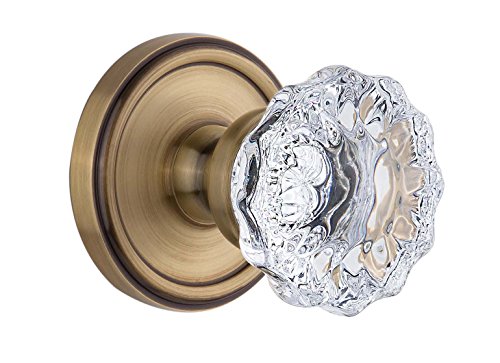 【中古】【未使用・未開封品】Grandeur Georgetown Rosette with Fontainebleauクリスタルノブ、ダブルダミー、ビンテージ真鍮