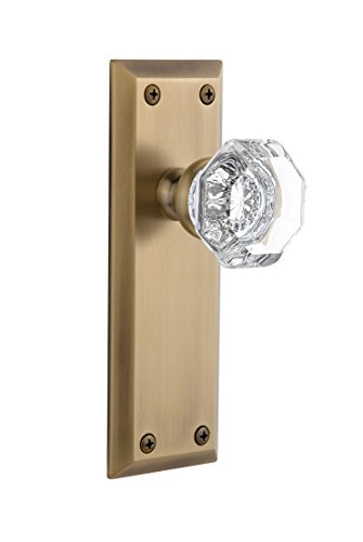 【中古】【未使用・未開封品】Grandeur Fifth Avenue プレート シャンボードクリスタルノブ付き プライバシー 2.37インチ ヴィンテージ真鍮