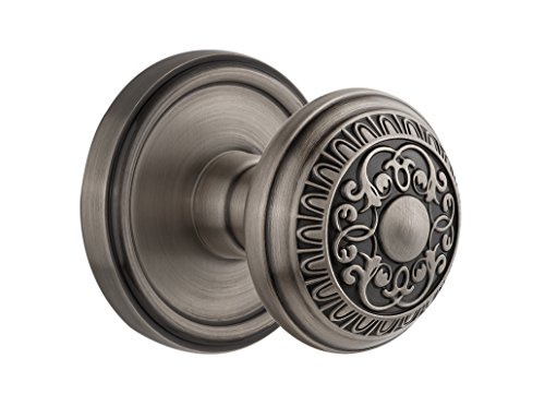 【中古】【未使用・未開封品】Grandeur Georgetown ロゼット ウィンザーノブ付き プライバシー - 2.37インチ アンティークピューター