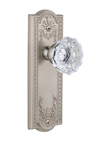 【中古】【未使用・未開封品】Grandeur Parthenonプレートwith Fontainebleauクリスタルノブ、Passage???2.375インチ、サテンニッケル