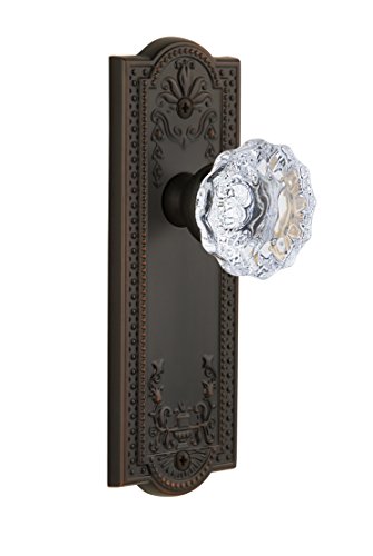 【中古】【未使用・未開封品】Grandeur Parthenonプレートwith Fontainebleauクリスタルノブ、プライバシー???2.375インチ、Timelessブロンズ