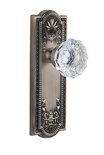 【中古】【未使用・未開封品】Grandeur Parthenonプレートwith Fontainebleauクリスタルノブ、プライバシー???2.375インチ、アンティークピューター