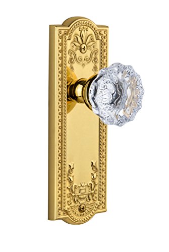 【中古】【未使用・未開封品】Grandeur Parthenonプレートwith Fontainebleauクリスタルノブ、ダブルダミー、光沢真鍮