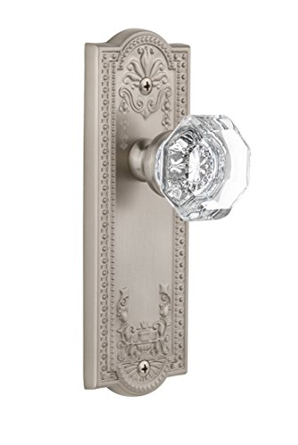 【中古】【未使用・未開封品】Grandeur パルテノンプレート シャンボードクリスタルノブ付き パッセージ 2.37インチ サテンニッケル