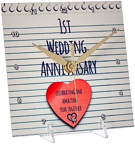 【中古】【未使用・未開封品】3dRose dc_154428_1 1年 結婚 ペーパー 1年記念日 1年 デスク時計 6×6インチ|AJIMURA-SHOP