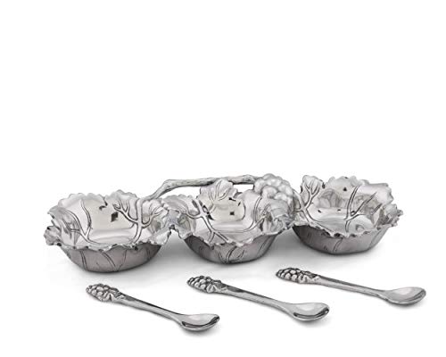 【中古】【未当て嵌める・未開封品】Arthur Court Grape 3-Bowl Condiment Server Set