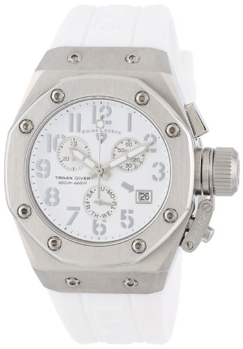 【中古】【未当て嵌める・未開封品】Swiss Legend Women\u0027s 10535-02-SA Trimix Diver Chronograph White Dial White Silicone Watch