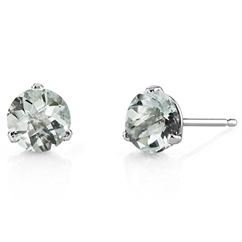 【中古】【未使用・未開封品】Peora スタッドピアス 14K ホワイトゴールド アクアマリン マティーニ ソリティア レディース 合計1.50カラット ラウンドシェイプ 6mm AAAグレー｜AJIMURA-SHOP
