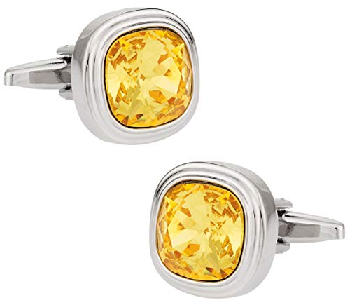 【中古】【未当てはめる・未開封品】Cuff - Daddyひまわり黄味がかったSwarovski Crystal Cufflinks with発表ボックス席