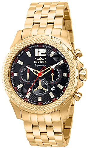 【中古】【未使用・未開封品】Invicta Signature Ii 7474 腕時計 クロノグラフ ブラック文字盤 ゴールド ステンレススチール製 メンズ